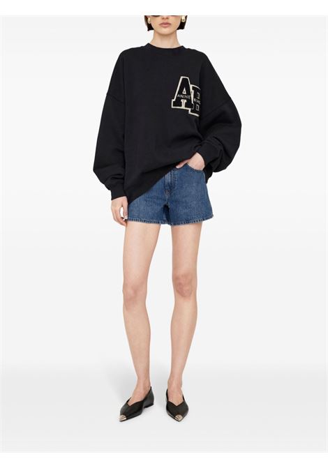 miles letterman sweatshirt black ANINE BING | A-08-10074BLK1